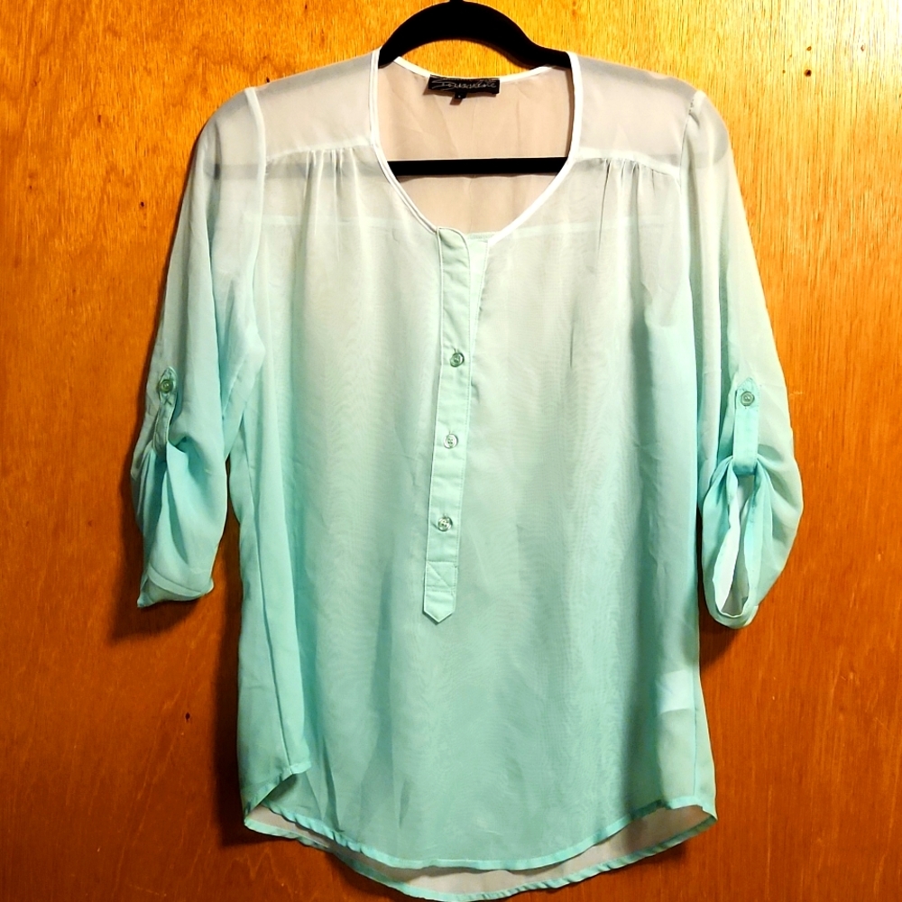 Sheer Turquoise Blouse S